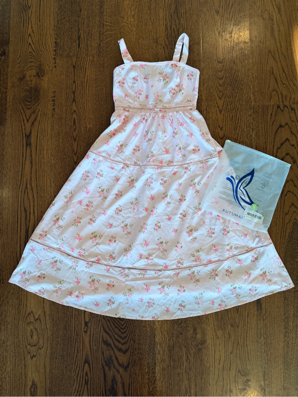 Pink Floral Tiered Sundress with Spaghetti Straps